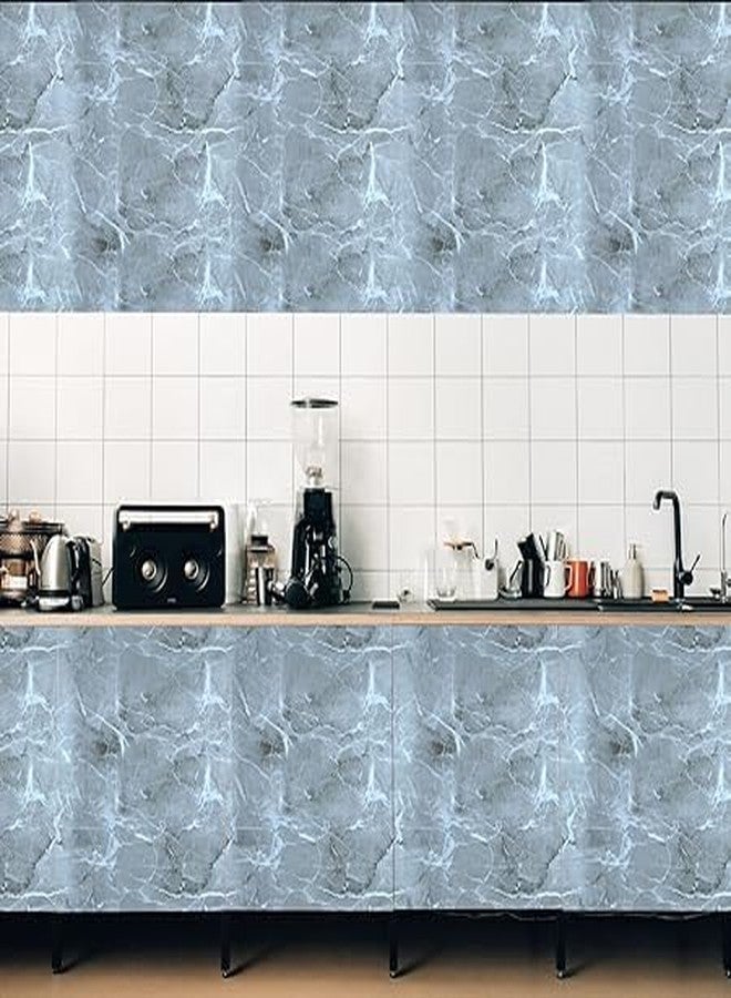 ICHHA HOUSE ورق جدران فينيل رخامي ذاتي اللصق وقابل للإزالة من إيشا هاوس، ورق جدران للمطبخ، ملصقات جدران الحمام من مادة PVC، ورق جدران للثلاجة، سطح الطاولة، الجدران، الأرضيات، المنزل والمطبخ (60 طول × 200 عرض، رمادي) - Image 4